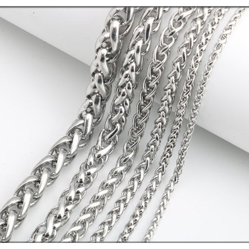 Stainless Steel Basket Chain Keel Snake Bones Wheat Titanium Necklace
