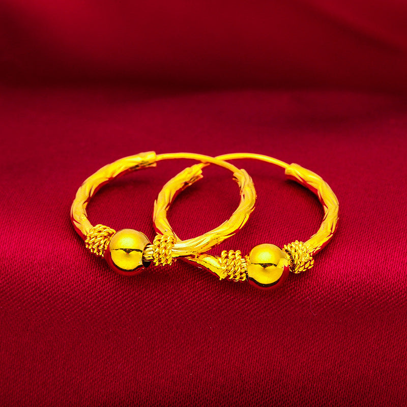 Women's Vietnam Placer Gold Lucky Beads Eardrops Earrings
