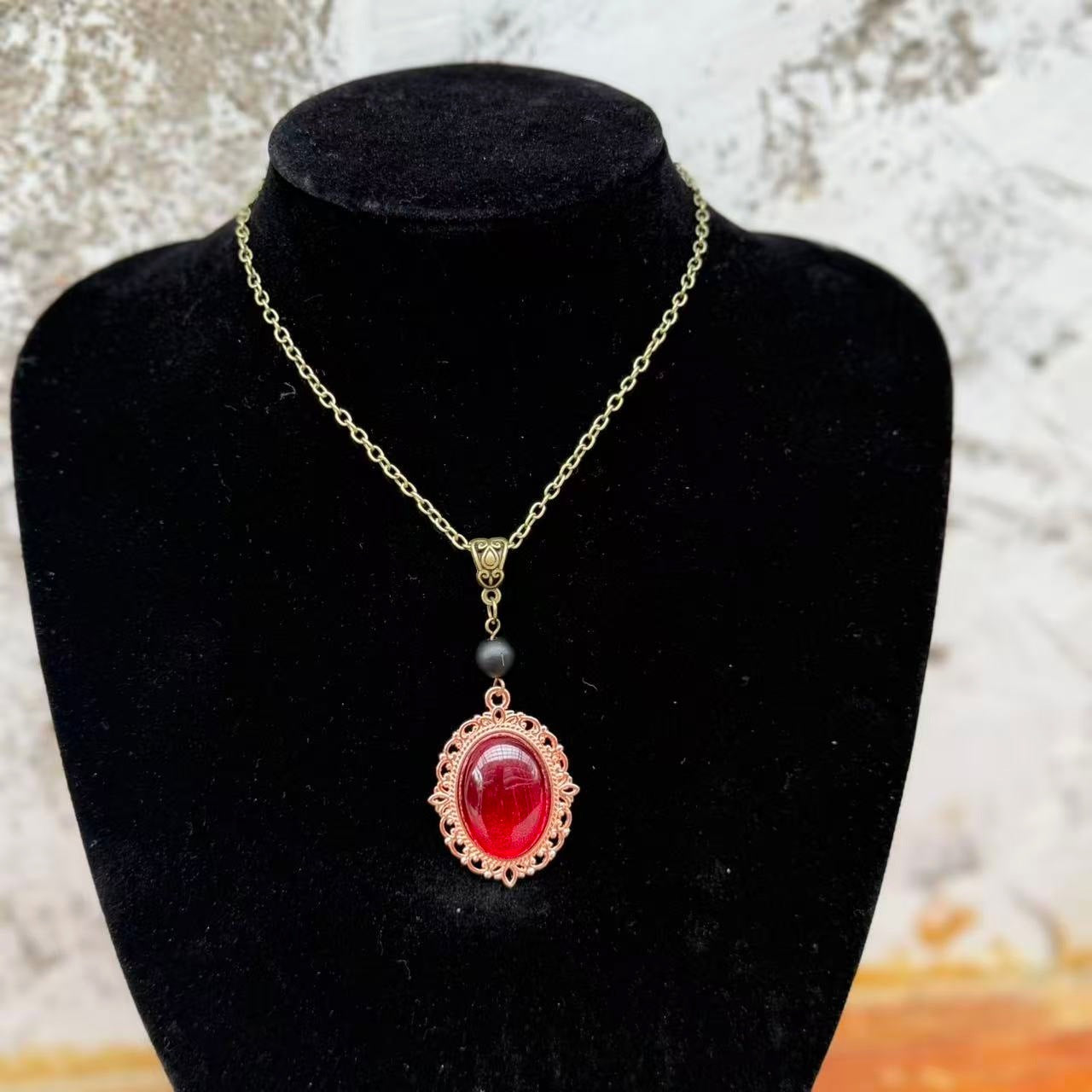 Personality Red Blue Green Gemstone Copper Pendants