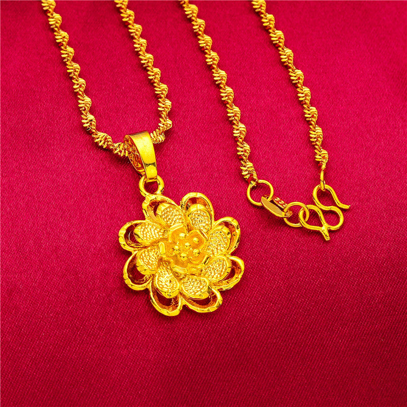 Flower Vietnam Placer Gold Palace Antiquity Water Ripple Gifts For Necklace