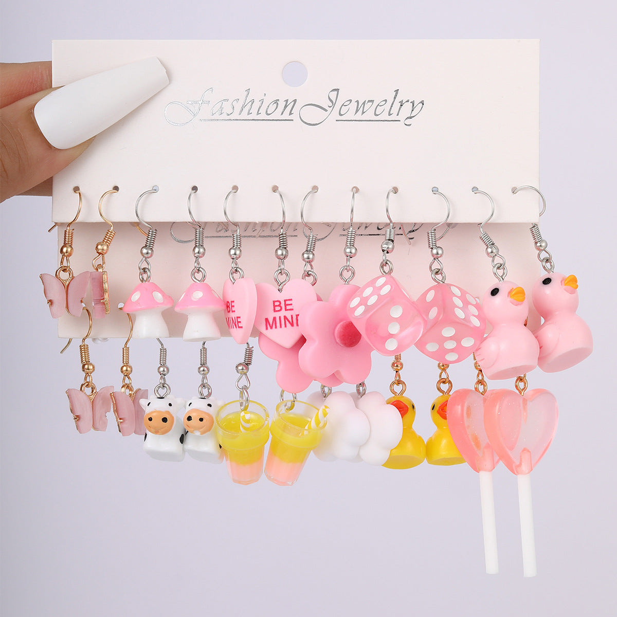 Children's Creative Mushroom Cloud Little Duck Drip Glazed Butterfly Pendants