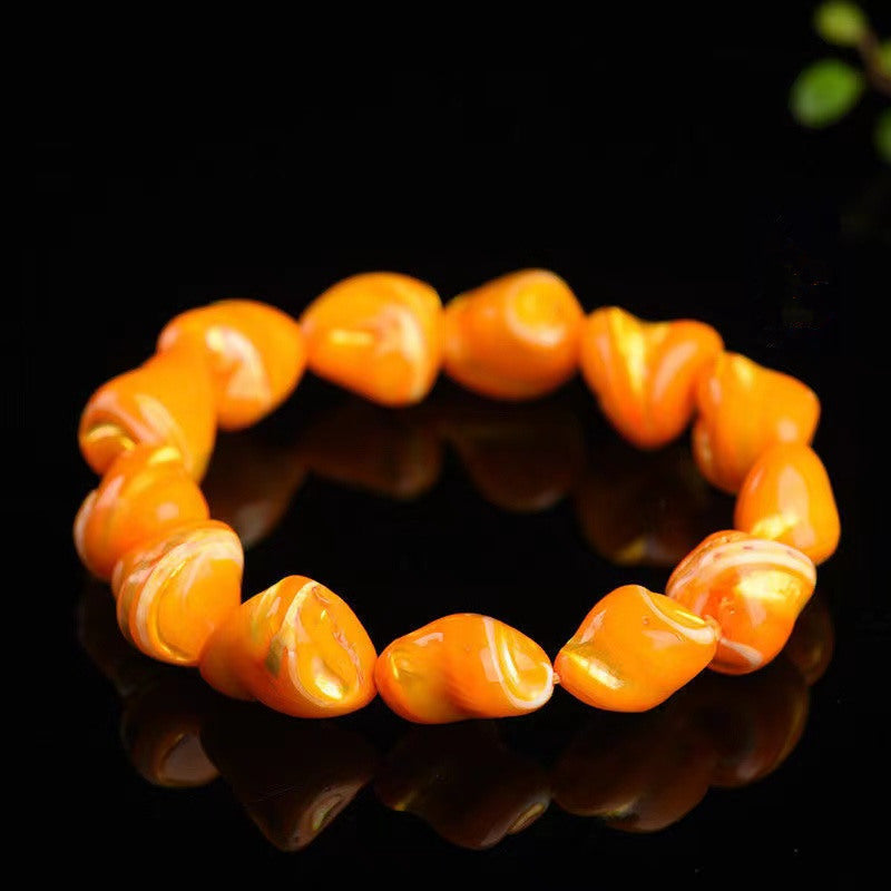Women's & Men's With Shape Large Particle Tai Pattern Deep Sea Yellow Bracelet