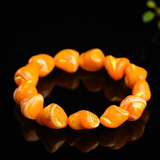 Women's & Men's With Shape Large Particle Tai Pattern Deep Sea Yellow Bracelet