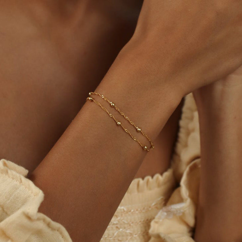 Simple Corrugated Bead Temperamental Cold Style Bracelet