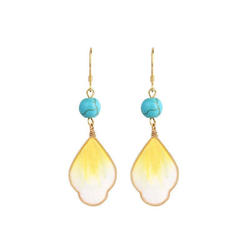 Women's Chinese Style Flower National Traditional Handmade Cloisonne Silk Ear Hook Rings