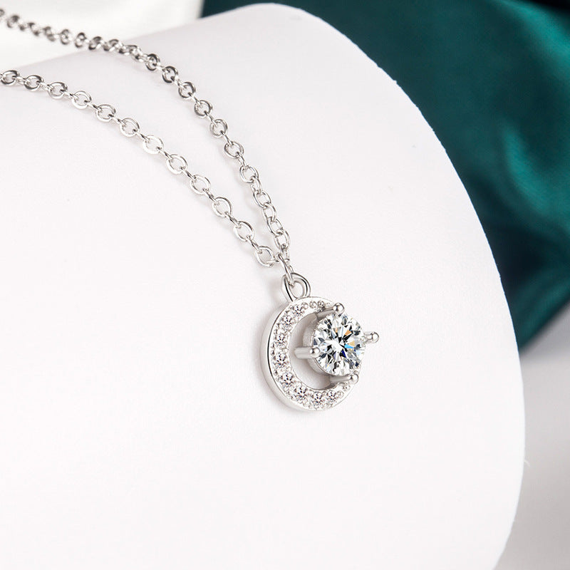 Women's Crescent Shiny Zircon For Light Luxury Necklace