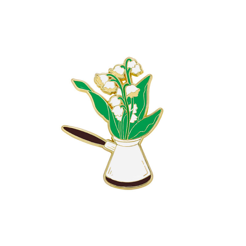 Cup Rose Tulip Sunflower Cute Schoolbag Decorative Brooches