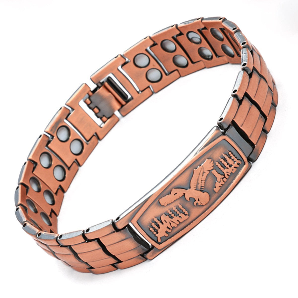 Men's Double Row Magnet Back Of Turtle Eagle Curved Fashion Punk Jewelry Set