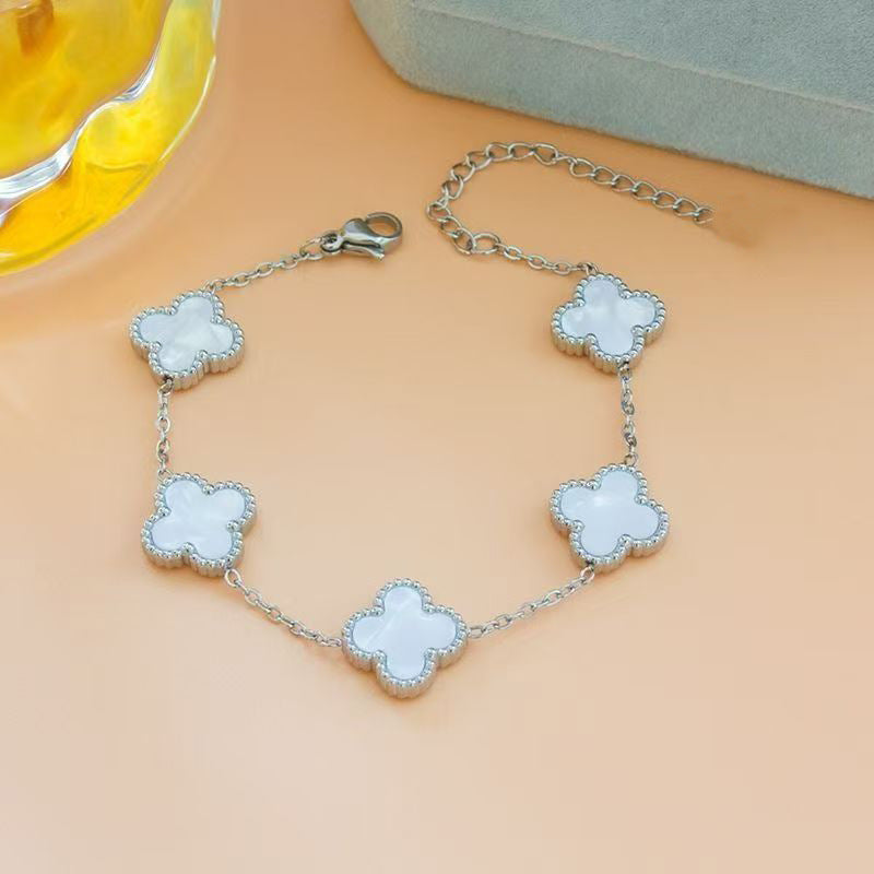 Titanium Steel Double-sided Classic Four-leaf Clover High-grade Niche Bracelet