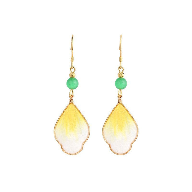 Women's Chinese Style Flower National Traditional Handmade Cloisonne Silk Ear Hook Rings