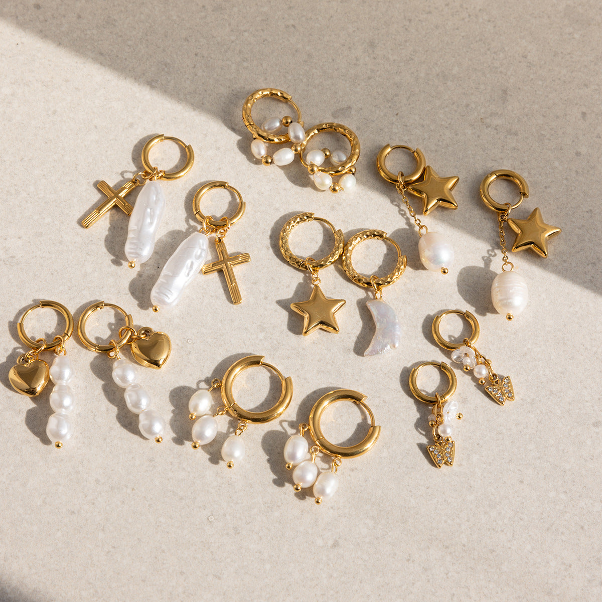Stainless Steel Pearl Fashion Classic Baroque Earrings