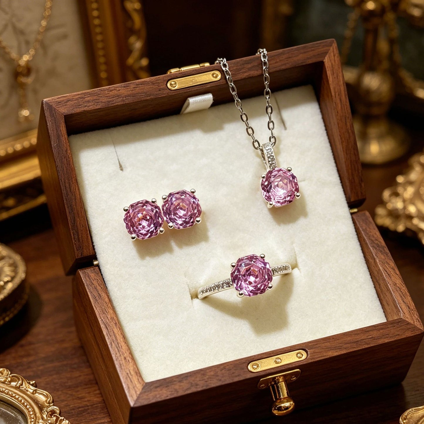 Pink Micro Inlaid Zircon Female Light Luxury Rings