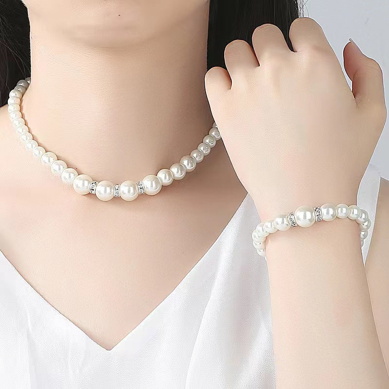 Fashion Pearl Three-piece Light Luxury Minority High Necklace
