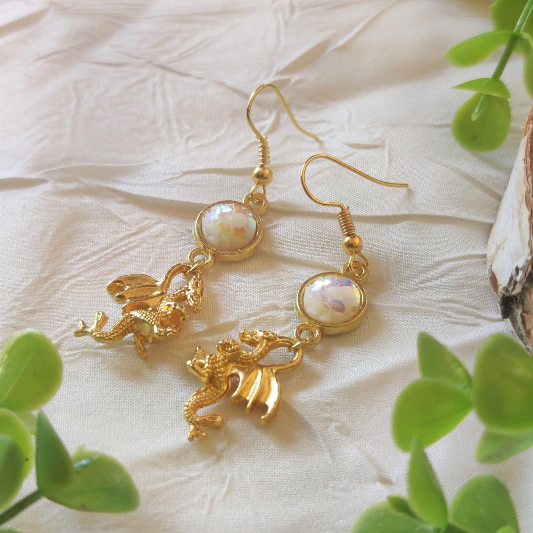Women's Dragon Gift For Resin Scales Egg Role Play Earrings