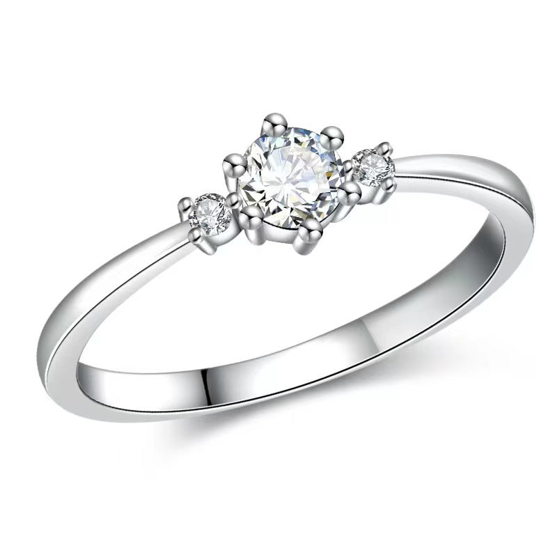 Women's Small White Gold Color Zircon Diamond Rings