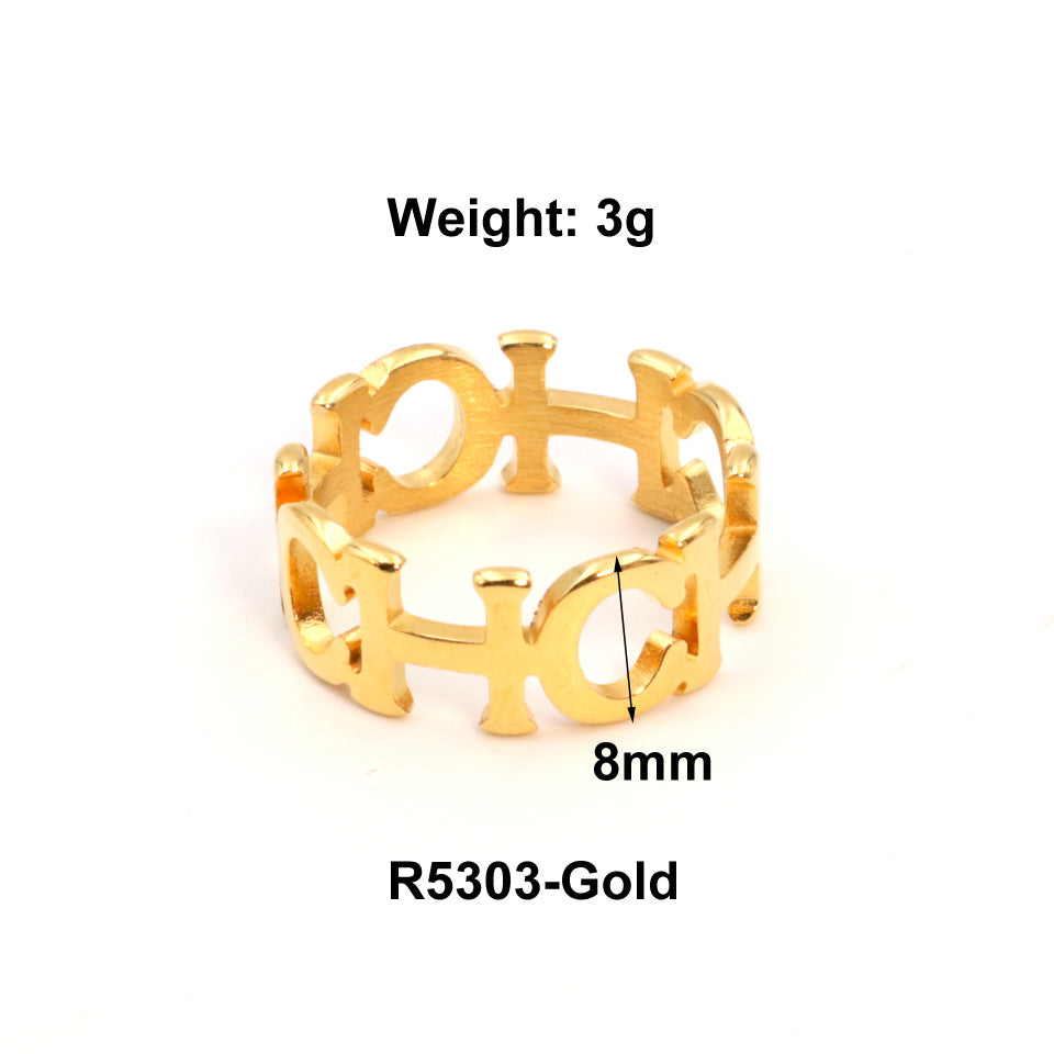 Female Titanium Steel Gold Index Finger Rings