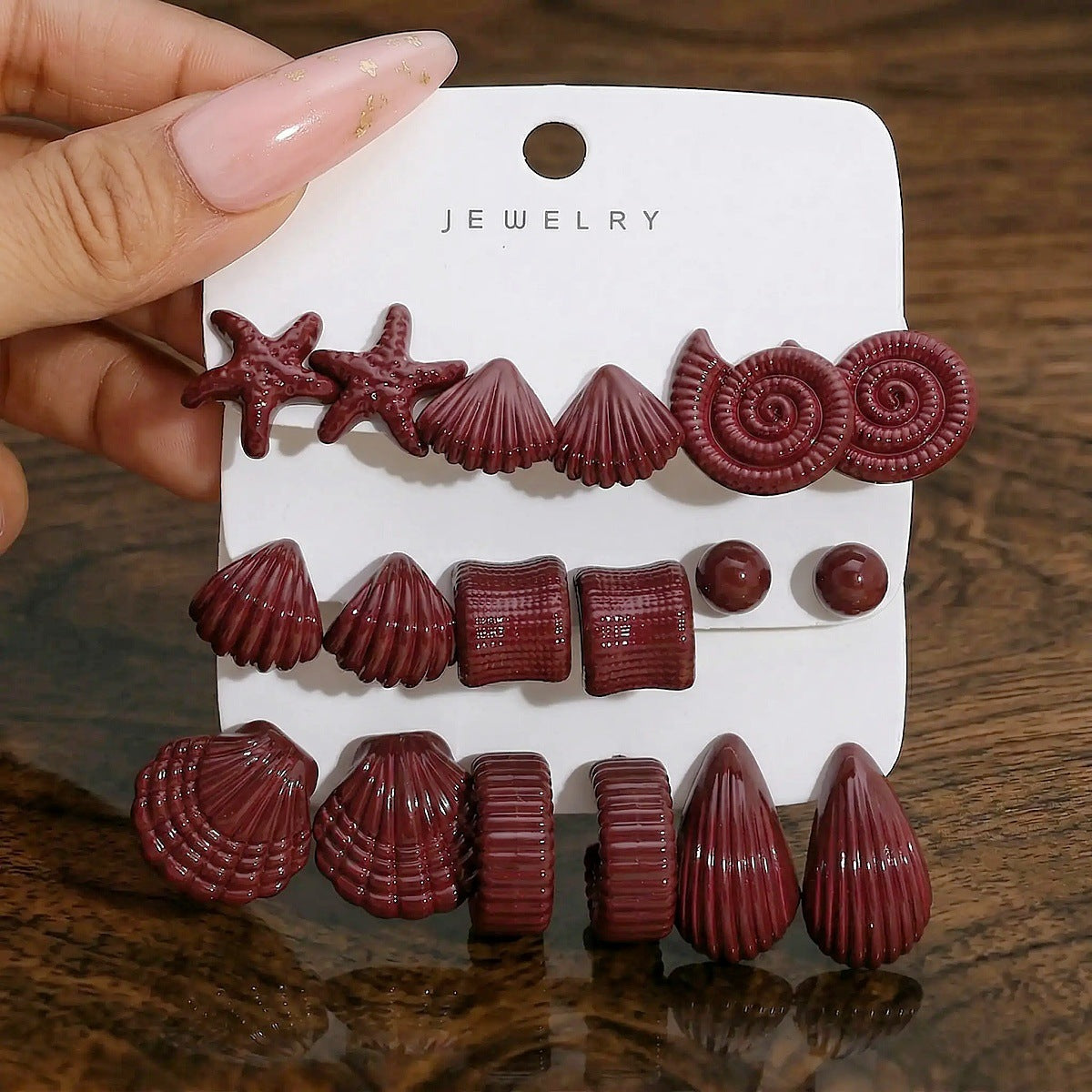 Women's Red Acrylic Water Drop Geometry Type Boutique Trendy Sets Of Earrings