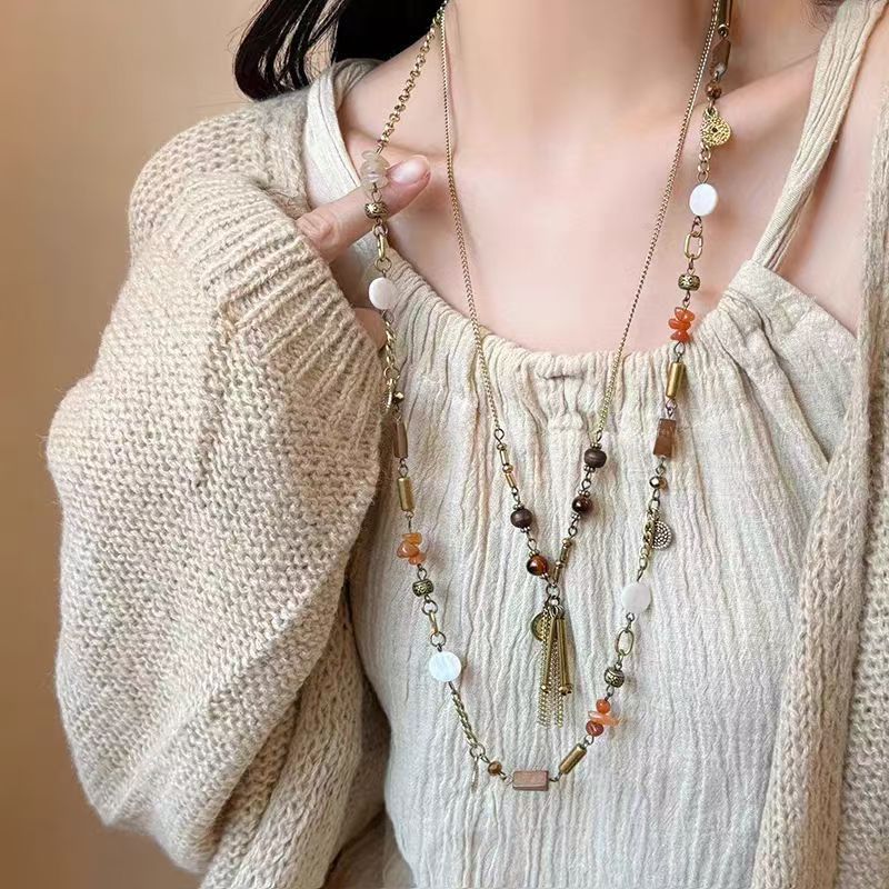 Women's Portrait Ethnic Long Tassel Niche Retro Necklaces