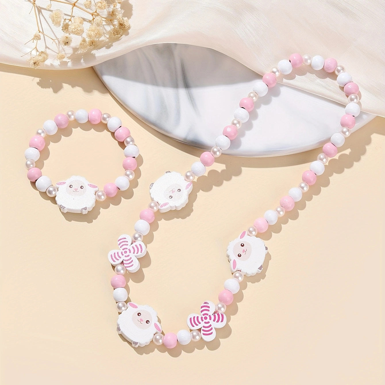 Children's Mixed Color Beaded Wooden Bead Handmade Bracelets