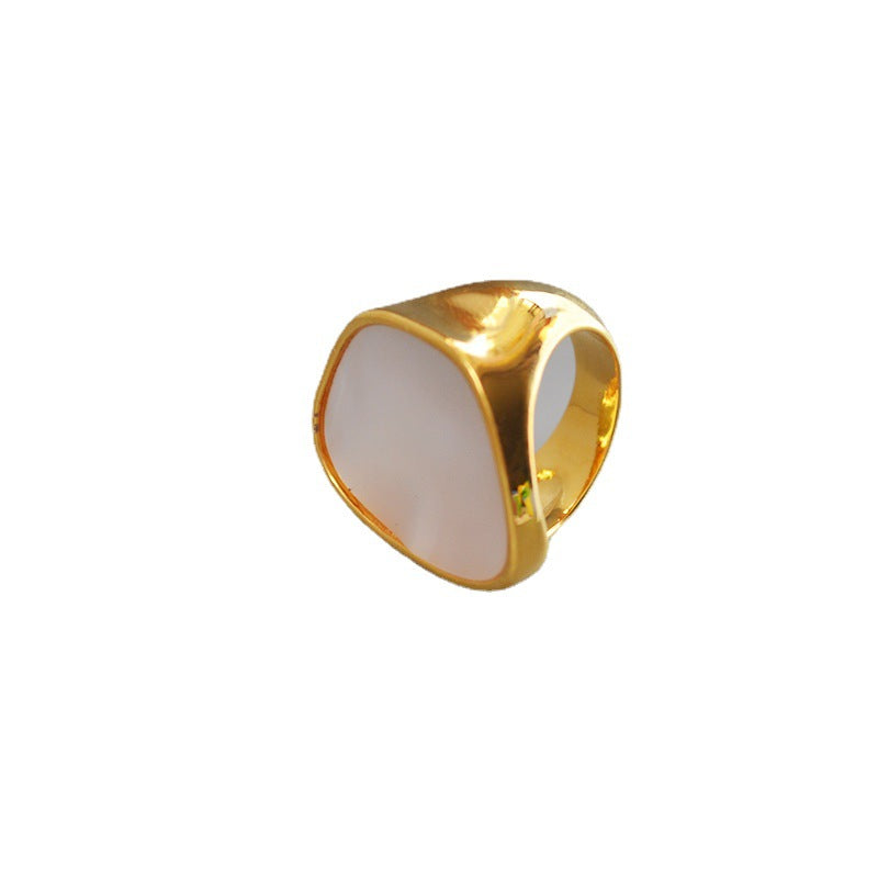 Women's Cold Style White Pearl Shell Mother Niche Rings