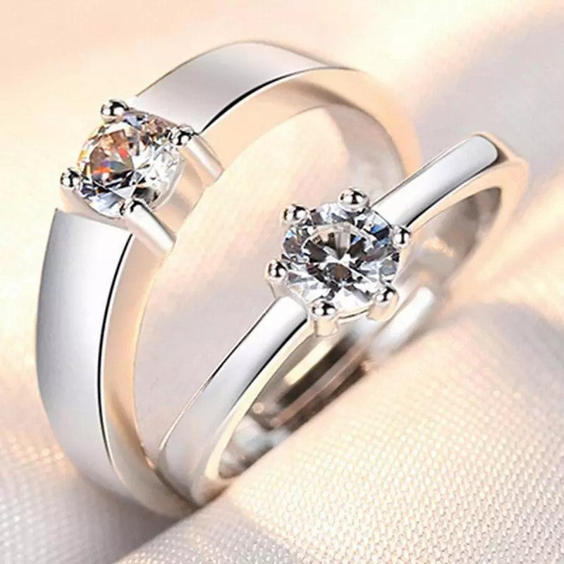 Women's & Men's Couple Simulation Diamond Opening Zircon Classic Rings