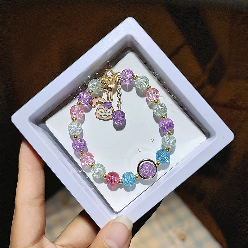 Cartoon Crystal Colored Glaze Flower Beaded Colorful Gift Box Bracelets