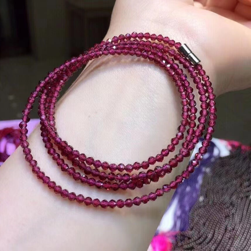 Pink Tourmaline Garnet Faceted Olive Lime Blue Moonlight Long Bracelet