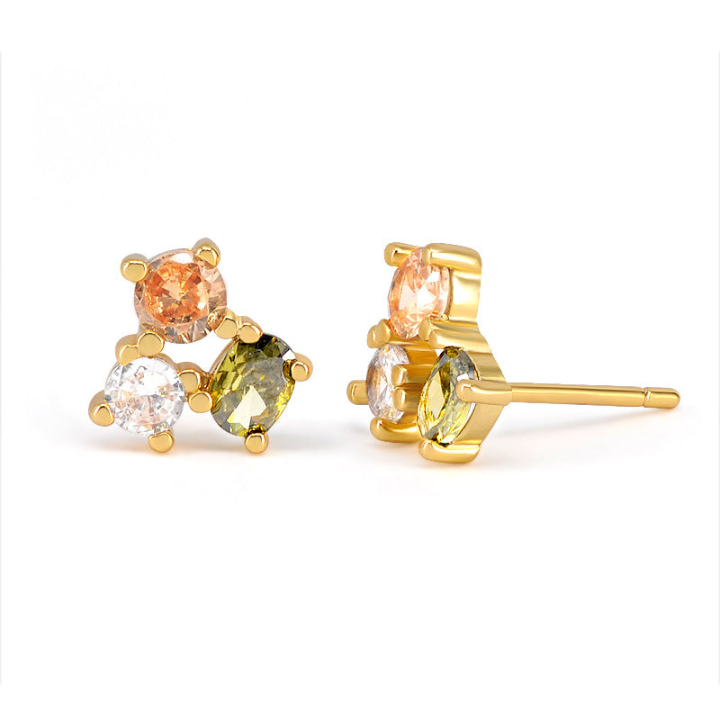 Women's Simple Fashion Creative Style Round Colorful Stud Earrings