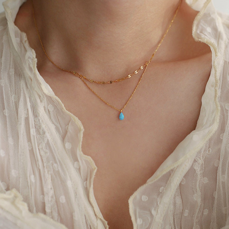 Women's Water Drop Simple Fashion Light Luxury Minority Temperament Clavicle Chain Necklace