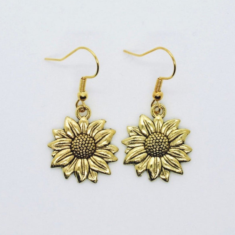Sun Flower Retro Three-dimensional Sunflower Carving Fashion Ear Hook