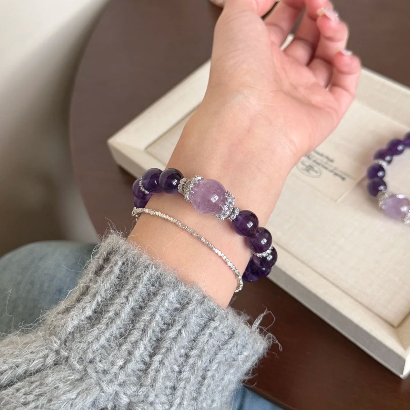 Women's Sier Amethyst Artificial Light Luxury Bracelets