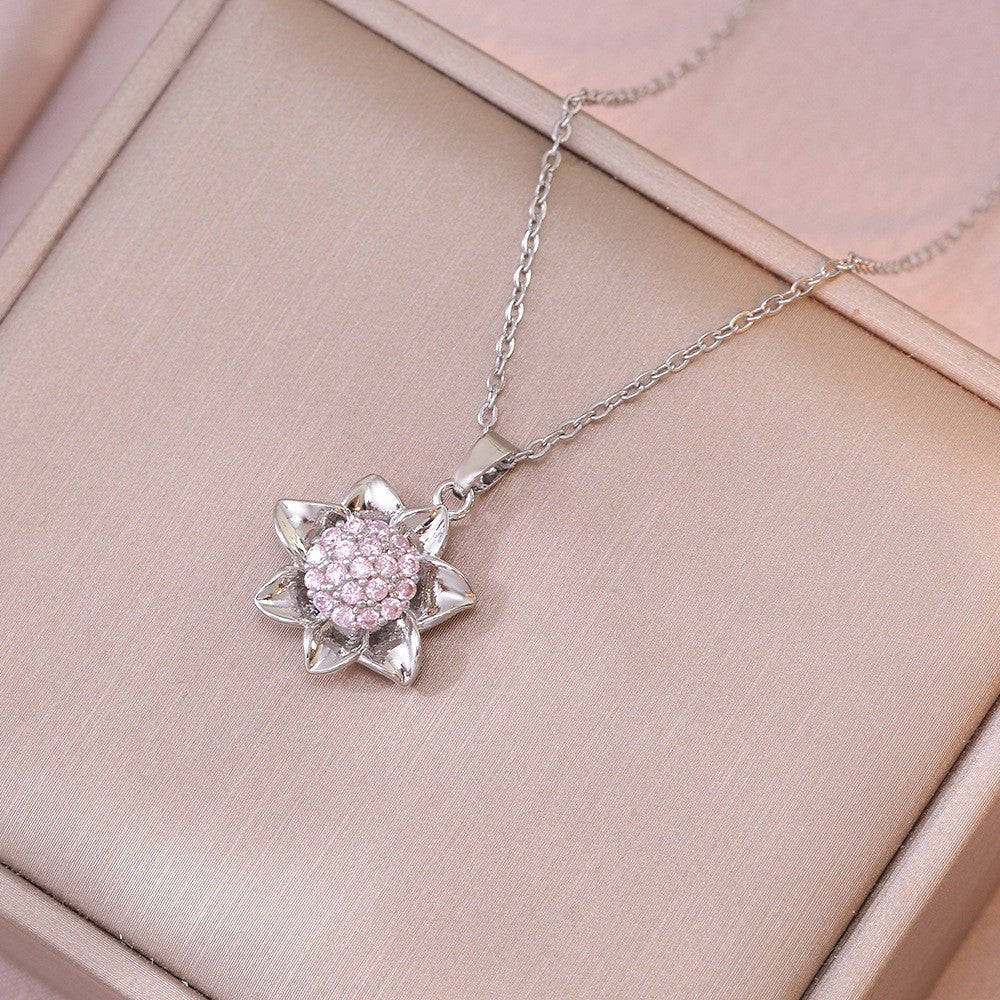 Women's Colorful Flower Titanium Steel Clavicle Chain Necklace