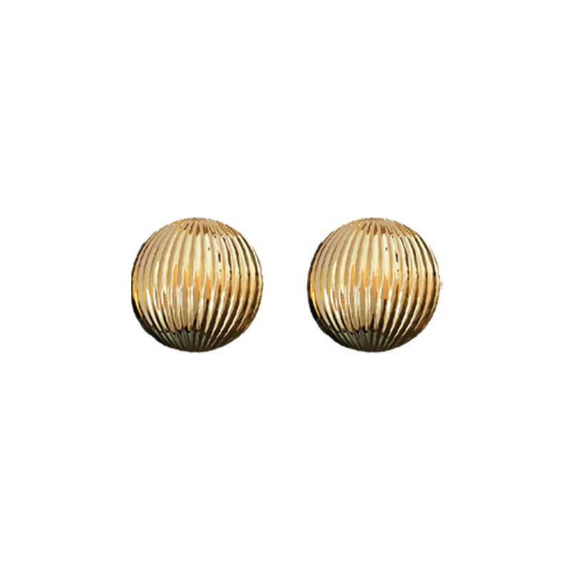 Women's Needle Metal Striped Round For Exaggerated Earrings