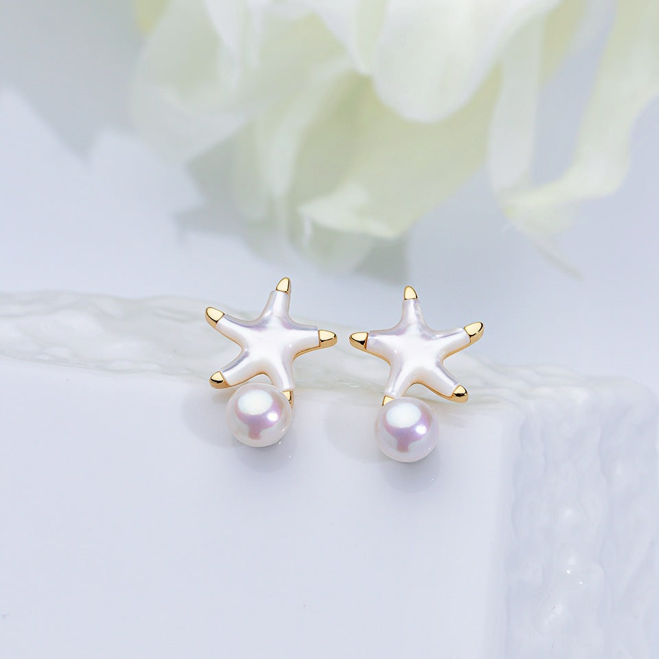 Freshwater Pearl Ear Sier Needle Light Luxury High-grade Fritillary Earrings