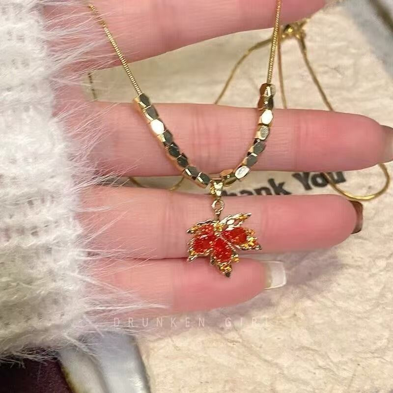 Sparking Zirconium Light Luxury Minority Design Sweet Graceful Bow Necklaces
