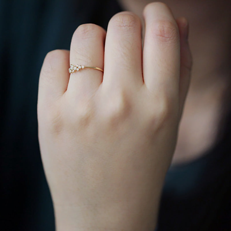 Star Fashion Personalized Minority Design Sense Inlaid Zircon Open Mouth Ring