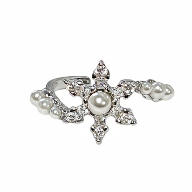 Diamond Pearl Light Luxury Texture Metallic Open Female Twin Fashion Ring