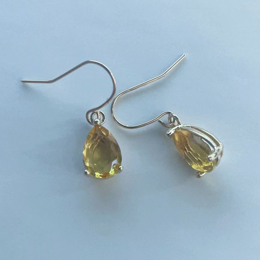 Best-selling Emerald Small Water Drop Western Style French Design Gilded Earrings