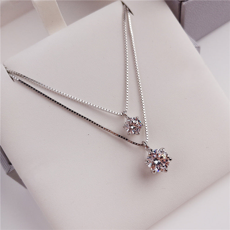 Women's Moissanite Solitaire Exquisite Simple Light Luxury Niche Temperament Necklace