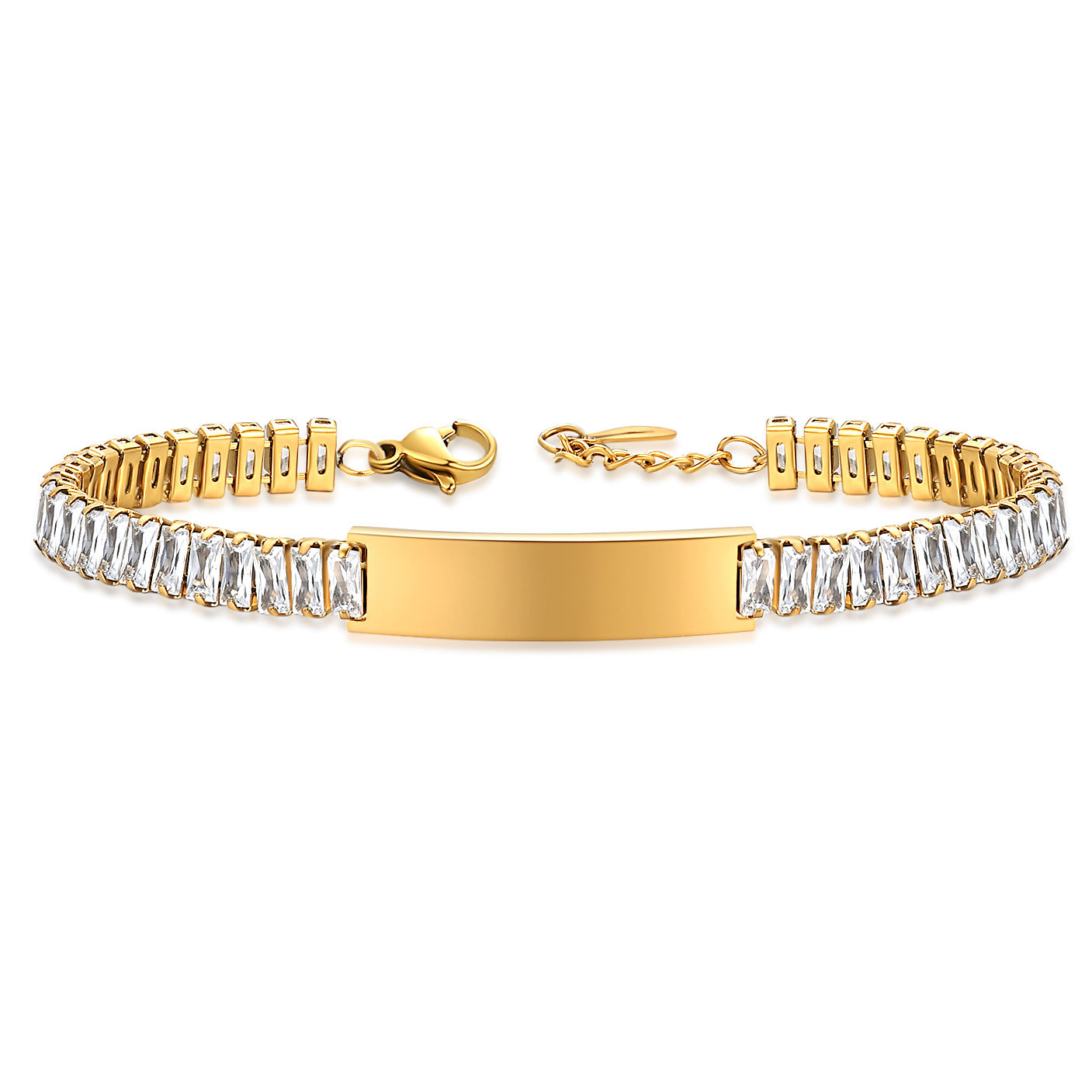Steel Glossy Laser Sculpture Couple Inlaid Bracelets