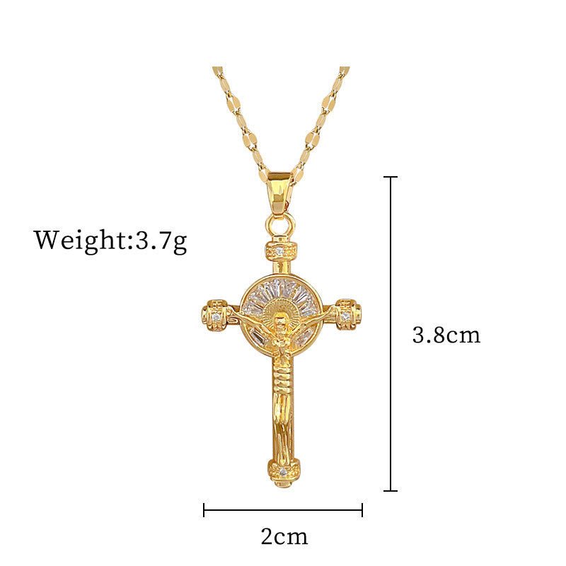 Steel Lucky Female Copper Micro Inlay Real Gold Plating Necklaces