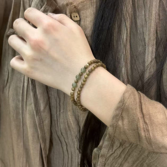 Double Obsidian Three Pterocarpus Jade Cook Bracelets