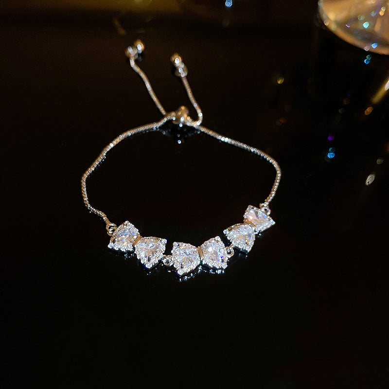 Women's Austrian Bright Gem Flower Light Luxury High-grade Court Style Fashion Bracelets