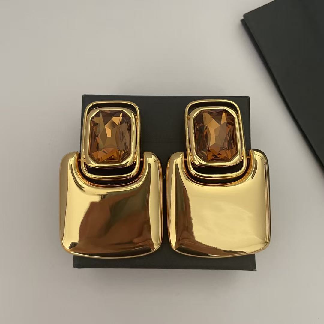Niche Geometric Square Personality Retro Song Earrings