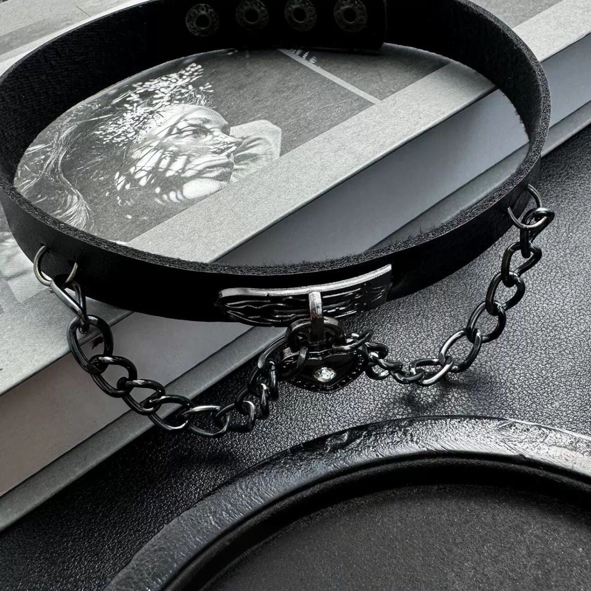 Punk Leather Couple Love Dark Gothic Clavicle Necklaces