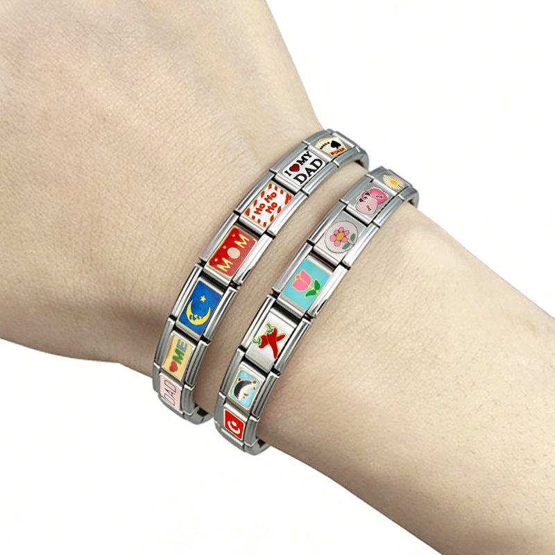 Italian Module Creative Strawberry Flower Retro Bracelet