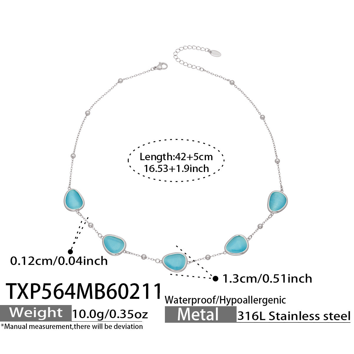 Li Affordable Luxury Style Cut Water Drop-shaped Opal Female Stainless Necklaces