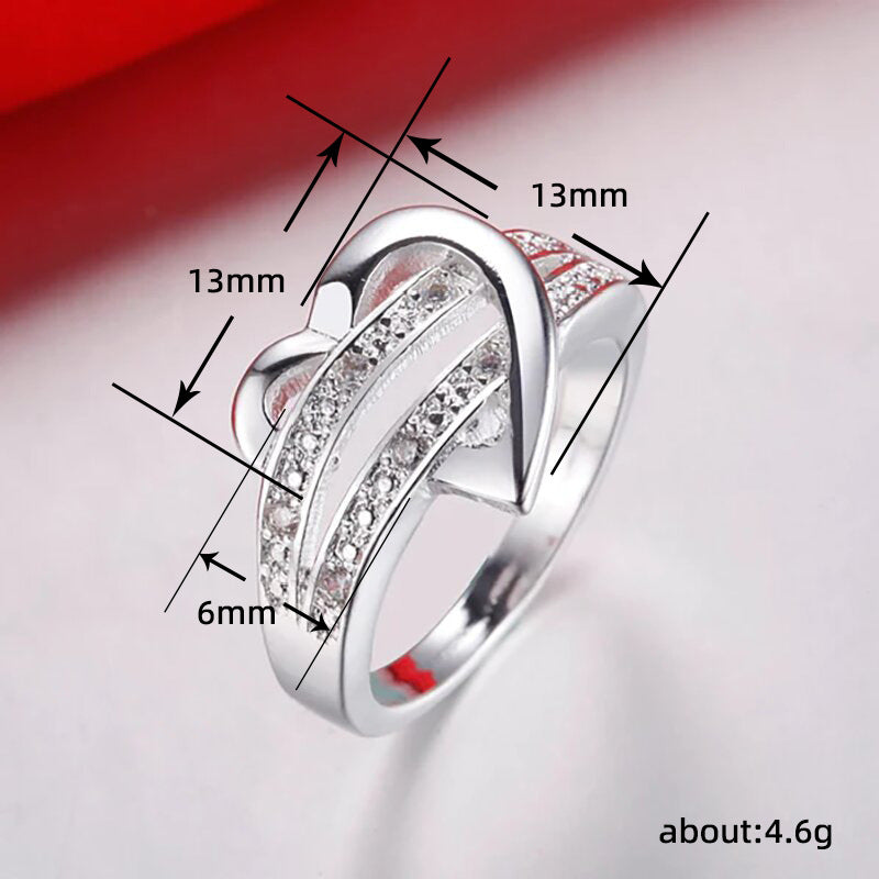 Fashion Ladies Personality Love Heart-shaped Temperament Ring