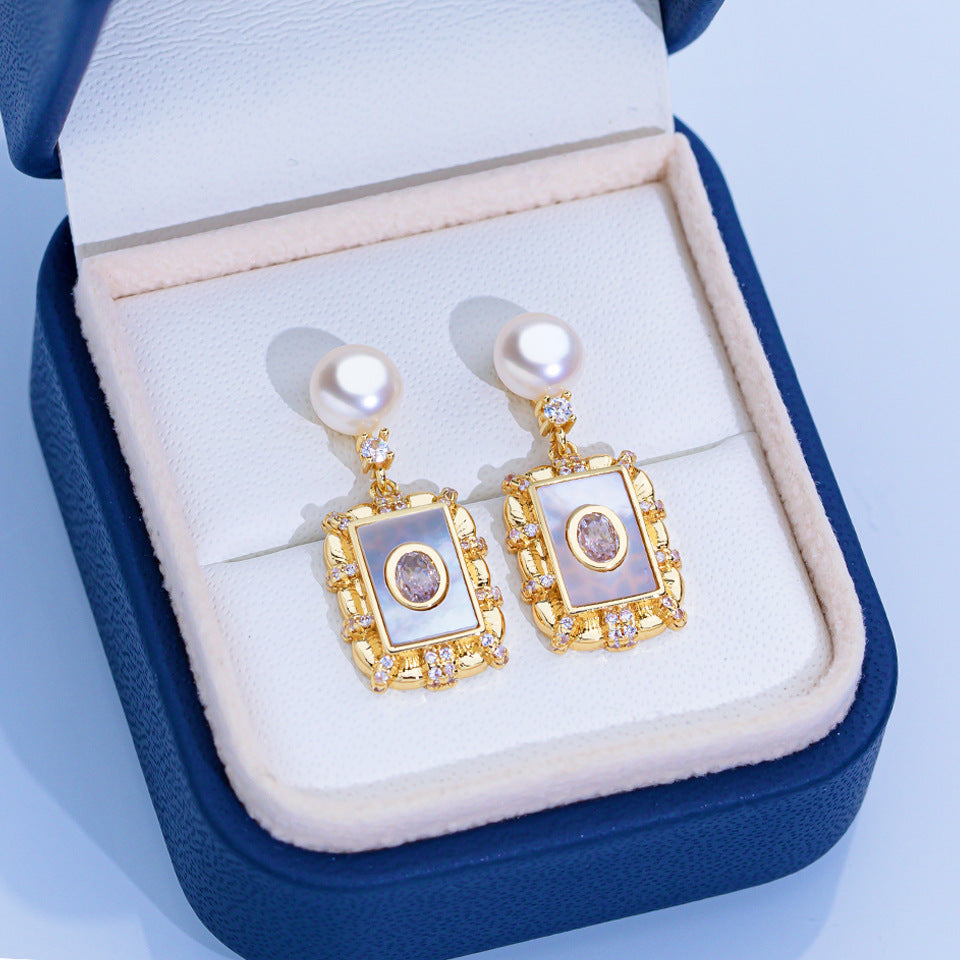 Freshwater Pearl Ear Sier Needle Light Luxury High-grade Fritillary Earrings