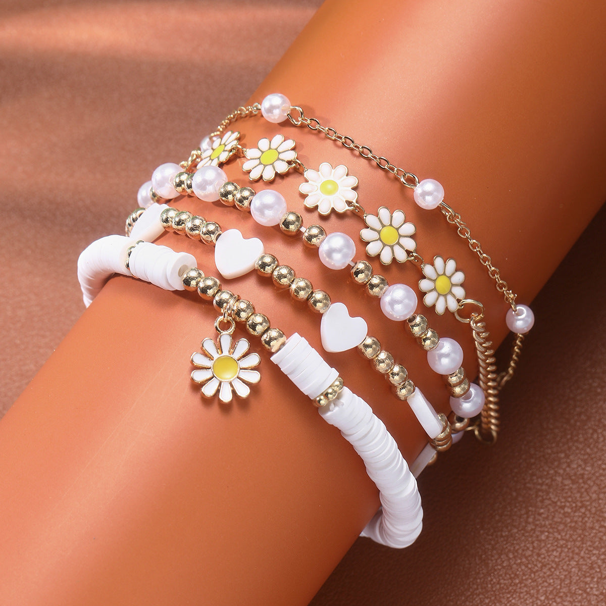 Geometric Daisy Flower Love Pearl Personality Trend Bracelets